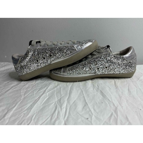 Golden Goose White Glitter Leather Superstar Metallic Sock Sneakers size 41 - Picture 3 of 6